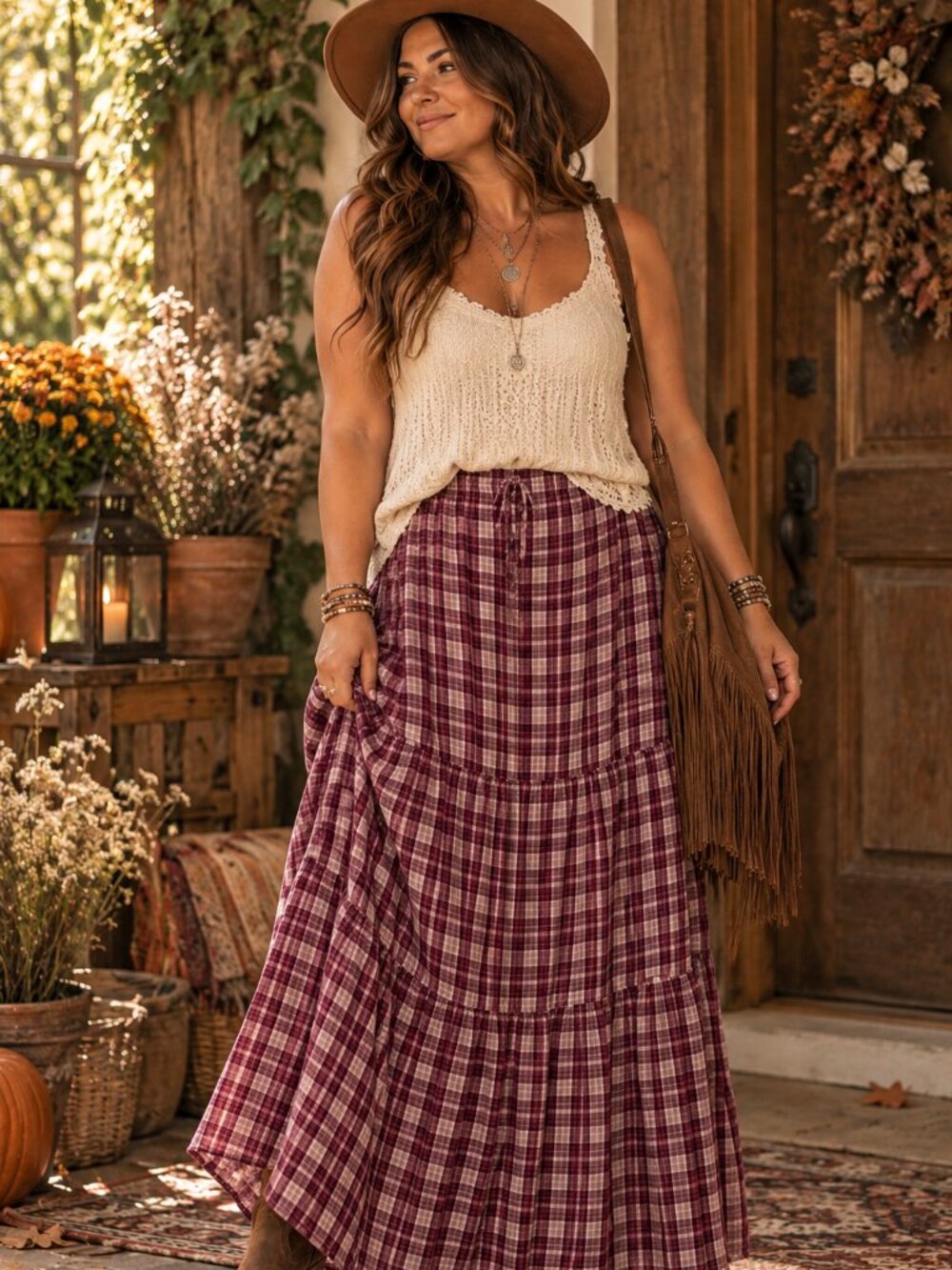 Fall Plaid Maxi Skirt